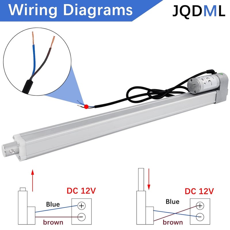 JQDML Store محرك خطي 12 فولت بطول 10 بوصات 300N/66lbs بسرعة 1.77"/ثانية مع حوامل للتثبيت لأتمتة المنزل، فتح النوافذ، فتح الأبواب - Image 5